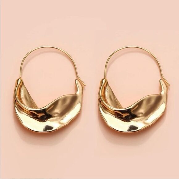 Anthropologie Jewelry - Leaf 14K Gold Plated Hook Earrings